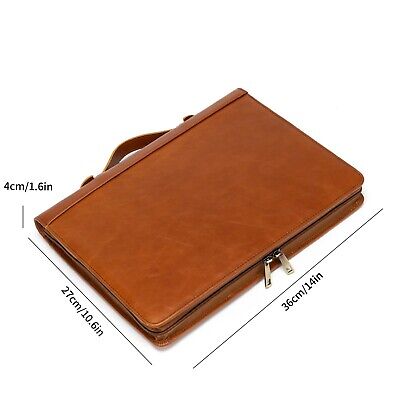 YIWEN Handmade Genuine Leather Portfolio, Zippered Padfolio with 3 Ring Binde...