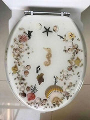 Daniel's Bath & Beyond 17" Beige Seahorse Polyresin Toilet Seat, Round