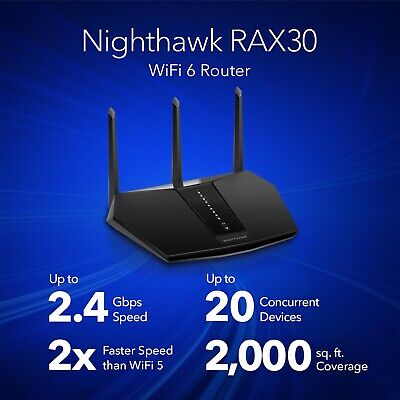 NETGEAR Nighthawk WiFi 6 Router (RAX30) 5-Stream Dual-Band Gigabit Router, AX...