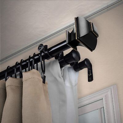 Rod Desyne Moyat 13/16" Triple Curtain Rod, 28-48 inch, Black