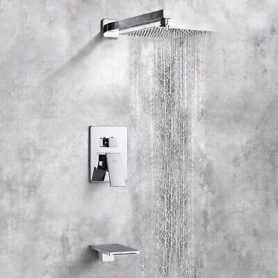 POP SANITARYWARE Shower Tub Faucet Set Chrome Bathroom Rain Mixer 10 Inch Sho...