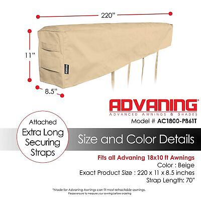 ADVANING AC1800-P861T Protective Cover for 18' Wide Retractable Awnings, Heav...