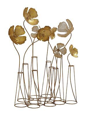 Deco 79 Metal Floral Decorative Sculpture Home Decor Statue with Wire Vases a...