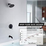 Tub and Shower Faucet Set, Matte Black Shower Faucet Set with Waterfall Tub S...