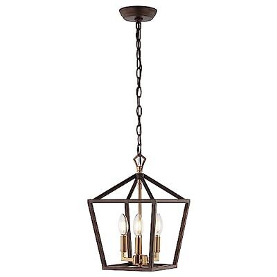 JONATHAN Y JYL7601D Pagoda 10" 3-Light Iron 10", Oil Rubbed Bronze/Brass Gold