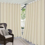 LORDTEX Linen Look Indoor/Outdoor Curtains, 105 x 84 Inch, Cream, Set of 2 Pa...