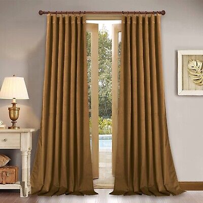 StangH 120 inches Extra Long Gold Brown Velvet Curtains for Living Room, Back...