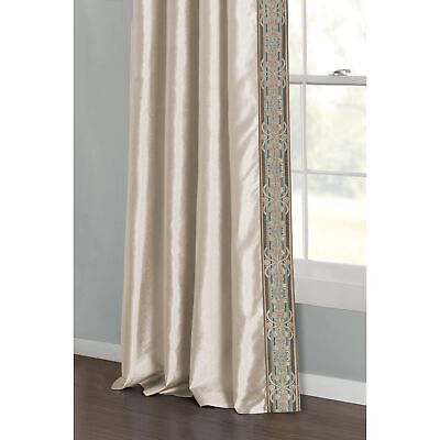 Lush Decor Luxury Traditional Regency Faux Silk Border Trim Window Curtain Pa...