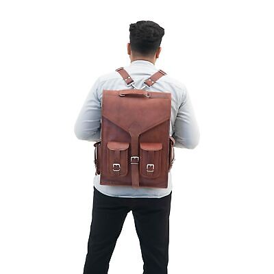 Shy Shy Let&#8217;s Touch The Sky 18 inch Brown Premium Leather Laptop Backpack