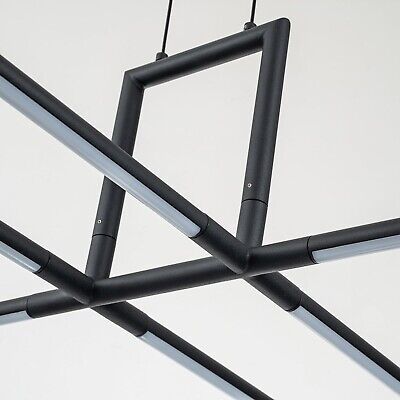 Black LED Liner Chandelier 47in Modern Linear Pendant Light 6-Lights Kitchen ...