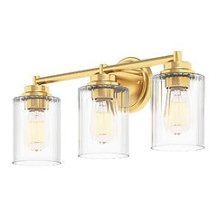 GETINLIGHT Inlight 20" Wide 3-Light Gold Bathroom Vanity Light with Clear Rib...