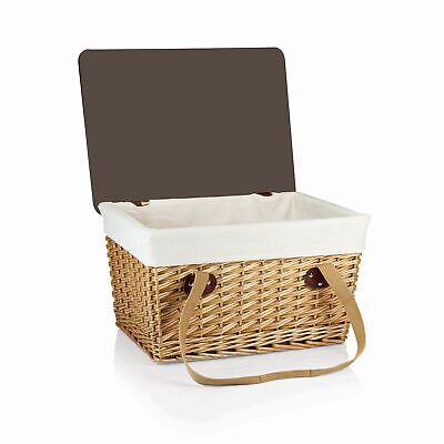 PICNIC TIME Canasta Wicker Picnic Basket With Lid, Small Picnic Basket For 2,...