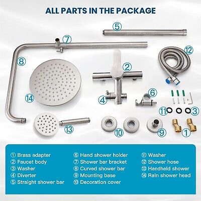 gotonovo SUS304 Outdoor Shower Fixture High Pressure Shower System Combo Wall...