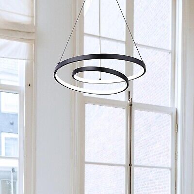 LIVANA LCH259A20BK Sleek Black LED Chandelier, 29W Integrated, 3000K Warm Lig...