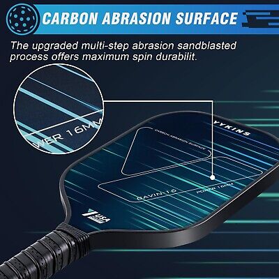 Pickleball Ball Paddle, 16MM Carbon Fiber Pickleball Paddle with Longer Handl...