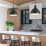 2 Pack Dome Pendant Light, Black Vintage Chandelier Farmhouse 12" Large Penda...