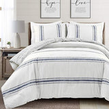 Lush Decor Comforter Farmhouse Stripe, Full/Queen, Navy Comforter Set