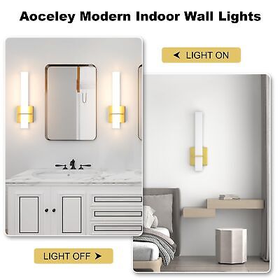 Gold LED Wall Sconces Set of Two,18W 3000K Dimmable Wall Light with Acrylic L...