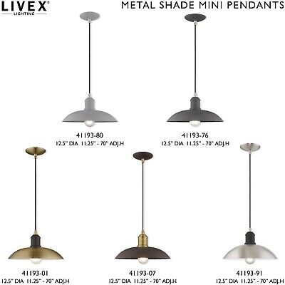 Livex Lighting 41193-07 Metal Shade - 12.5" One Light Mini Pendant, Bronze Fi...