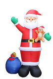 12 Foot Tall Huge Christmas Inflatable Santa Claus with Gift Bag and Bear Lig...