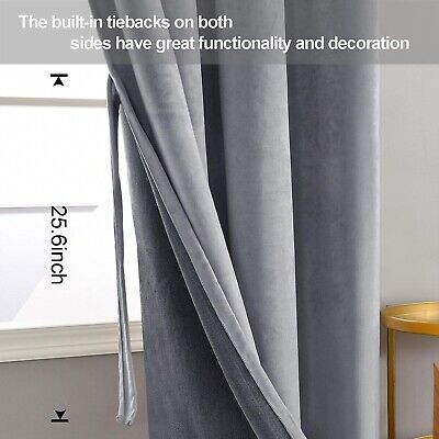 JIUZHEN Grey Velvet Blackout Curtains 108 inches Long - Extra Long Wide Insul...