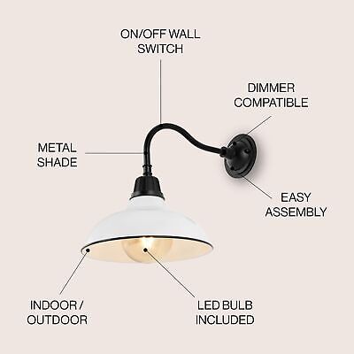 JONATHAN Y JYL7613A Aurora 12.25" 1-Light Farmhouse Industrial Indoor/Outdoor...