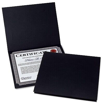 Plain Black Certificate Folders - Pack of 25, Linen Cover 80 lb. Stock, Folde...