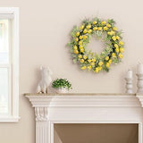 30" Artificial Tulip Floral Spring Wreath with Green Leaves 30" Yellow