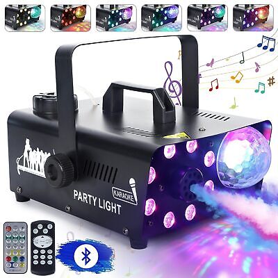 ATDAWN Fog Machine with 8 LED Lights and Disco Ball, Wireless Remote Control ...