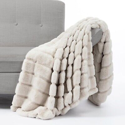 Cozy Bliss Faux Fur Throw Blanket for Couch, Cozy Soft Plush Thick Winter Bla...