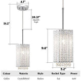 Mini Crystal Chandelier 1 Light Modern Hanging Light Fixture Small Cuboid Chr...