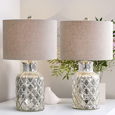 JONATHAN Y JYL1075A-SET2 Set of 2 Table Lamps Alvord 24.5 in, Mercury Silver