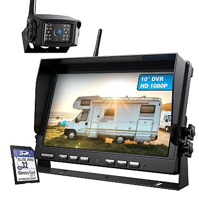 1080P Wireless Backup Camera System for RV Trailer Truck Camper,10 Inch DVR M...