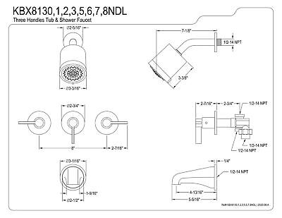 Kingston Brass KBX8138NDL 5-Inch length in Tub Spout NuvoFusion Three Handle ...