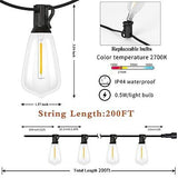 200FT LED Outdoor String Lights, Waterproof Patio Lights with 100+4 Edison Sh...