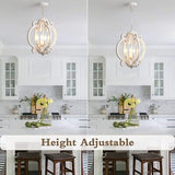 ALISADABOY Dining Room Chandelier Farmhouse Rustic White Wood Light Fixture A...