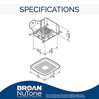 Broan-NuTone QTXE110150DC Bathroom Ventilation, ENERGY 110-130-150 CFM, White