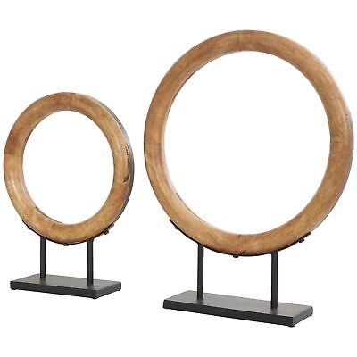 Deco 79 Wood Geometric Decorative Sculpture Circular Ring Home Decor Statues ...