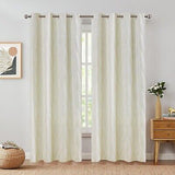 jinchan Linen Curtains for Living Room Beige Diamond Embroidered Curtains Geo...