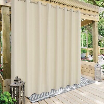 LORDTEX Linen Look Indoor/Outdoor Curtains, 105 x 84 Inch, Cream, Set of 2 Pa...