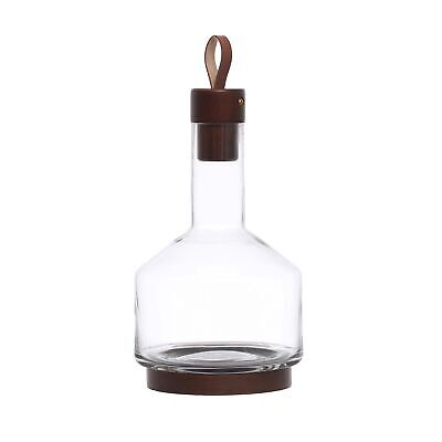 Bloomingville 10.5 Inches 62-Ounce Glass Acacia Wood Base, Stopper and Leathe...