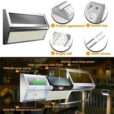 Solar Outdoor Deck Lights: 10Pack 30LED Fence Solar Step Outside Lights Water...