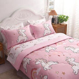 Wajade Kids Pink Unicorn Comforter Set Bed in A Bag Full Size 7 Piece Cute Un...