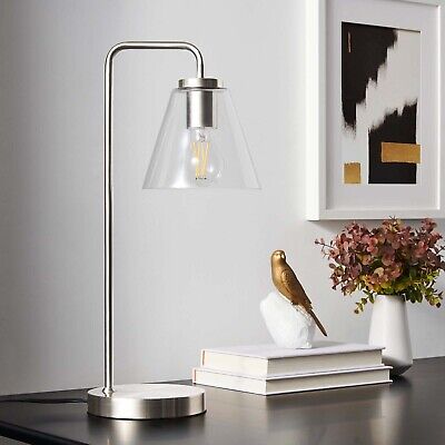 Modway Element Glass Table Lamp in Satin Nickel Silver