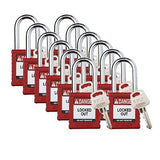 Brady Safety Lockout Padlock Sets - 12 Pack - Red - Keyed Alike Safety Lockou...