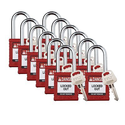 Brady Safety Lockout Padlock Sets - 12 Pack - Red - Keyed Alike Safety Lockou...