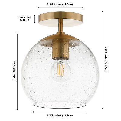 Henn&Hart 9" Wide Semi Flush Mount with Glass Shade in Gold, for Home, Living...