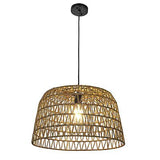 Creative Co-Op Boho Open Weave Metal and Paper Rope Ceiling Light, Brown