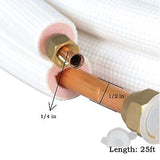 findmall 25FT Air Conditioning Copper Tubing Hose Extension 1/4" and 1/2" Twi...