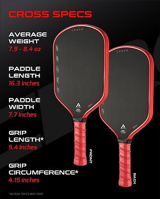 Cross Raw T700 Carbon Fiber Pickleball Paddle - Head Broader Shape - 16mm Pic...